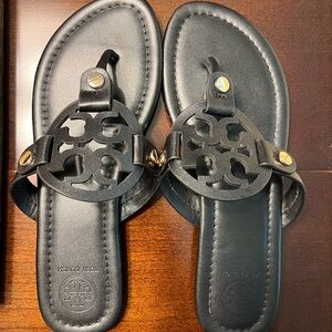 Tory Burch Black Leather Miller Sandals